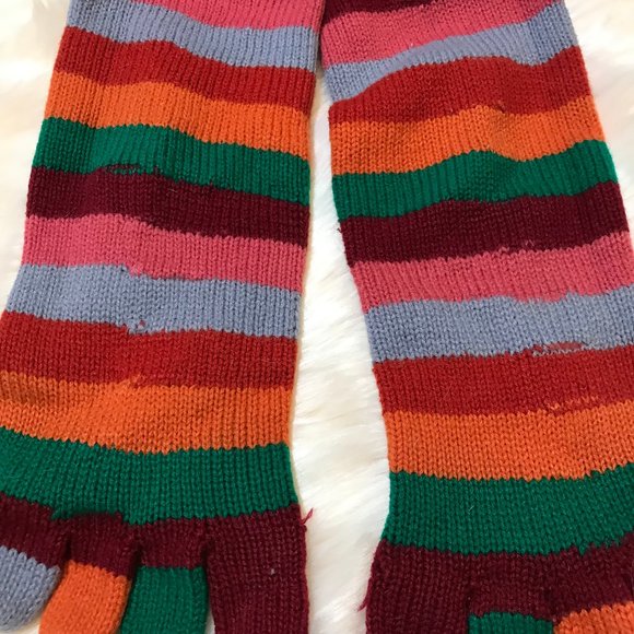 GUC Fun Vintage 70s Rainbow Toe Socks Woman's Knit Hippy Retro Wear Multi-Color - Picture 6 of 14